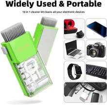 Kit de limpieza de teclado con pantalla de computadora portátil, herramienta de lavado electrónica todo en 1 para MacBook iPad Pro, teléfono celular, cepillo para tableta, computadora, monitor de PC, lente de cámara de TV con patente, verde, 9600824 - Verde - Ver 10