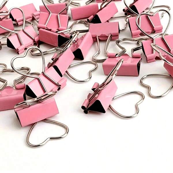 10pcs Vibrant Pink Heart-Shaped Long Tail Metal Clips - Effortless Organization For Paper, Notes, Photos, And Documents - Perfect For Office, Home, School, And Crafting Enthusiasts