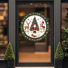 1 件圣诞老人、雪人、圣诞树窗贴、PVC 静电吸附贴花、圣诞节节日装饰、派对用品、适用于家庭和厨房窗户装饰、门窗玻璃贴花圣诞装饰品圣诞装饰圣诞装饰家居