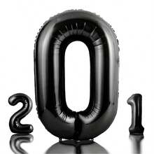 40 英寸黑色数字铝箔气球，大型聚酯数字气球，适用于生日派对装饰、结婚周年纪念活动装饰 - 黑色 - 查看 7