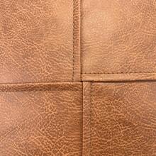 Solid Color Luxury Cross-Stitch Faux Leather Throw Pillow Cover, Vintage Christmas Style Home Decor Sofa Cushion With Zipper Closure, Suitable For All Seasons, Applicable To Car, Living Room And Bedroom - Brown - View 4