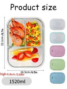 Madebyblanc 1pc Microwave Can Heat Glass Lunch Boxes For Office Workers, Lunch Boxes For Refrigerators, And Large Capacity Fresh-Keeping Bowls With Rice And Meal Boxes,Kitchen,Christmas Gift