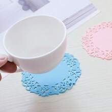 6pcs Coaster, Creative Hollow Flower Silicone Coasters, Non-Slip Heat-Resistant Tea Cup Mats, Insulated Coffee Mug Gift Set, Dining And Living Room Table Decor Accessories