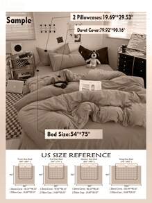 3pcs Coffee Color Boys & Girls Student Dormitory Bedding Set, Super Soft Duvet Cover & Pillowcase Set, No Filling, Machine Washable, Back To School Bedding - Brown - View 3