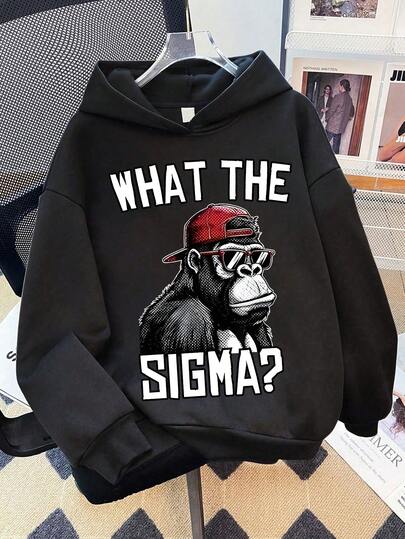 Tween Boys Casual Simple Cool Apa Print Hoodie Pojkar Långärmad Sweatshirt Höst Och Vinter Studenter