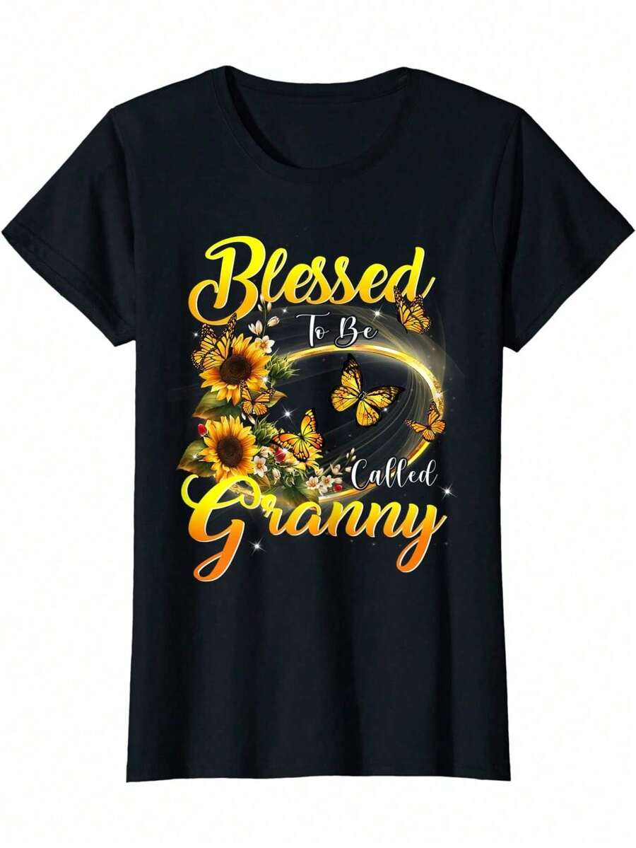 Womens To Be Called Granny Shirt Sunflower Lovers Grandma-Shirt O-Neck TopsSuitable Both Men And Wo - Black - View 1