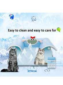 清凉夏日宠物游乐场，多功能猫咪隧道，适合兔子、仓鼠、小型犬和中型猫的玩具，四季宠物垫 - 彩色 - 查看 7