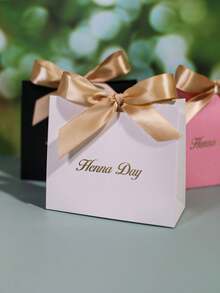 10 件奢华“指甲花日”深绿色礼盒，配金色缎带蝴蝶结和铝箔文字，非常适合婚礼回礼、巧克力、珠宝和小礼物、圣诞节情人节 - Henna Day盒 - 查看 6