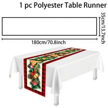 1 pieza/270 piezas Camino de mesa navideño, con diseños de campanas, galletas y lazos, de material de poliéster, de 35x181cm, para decoración de mesa de hogar, fiesta, restaurante, sala de estar en Navidad, decoración de centro de mesa para comedor interior y exterior