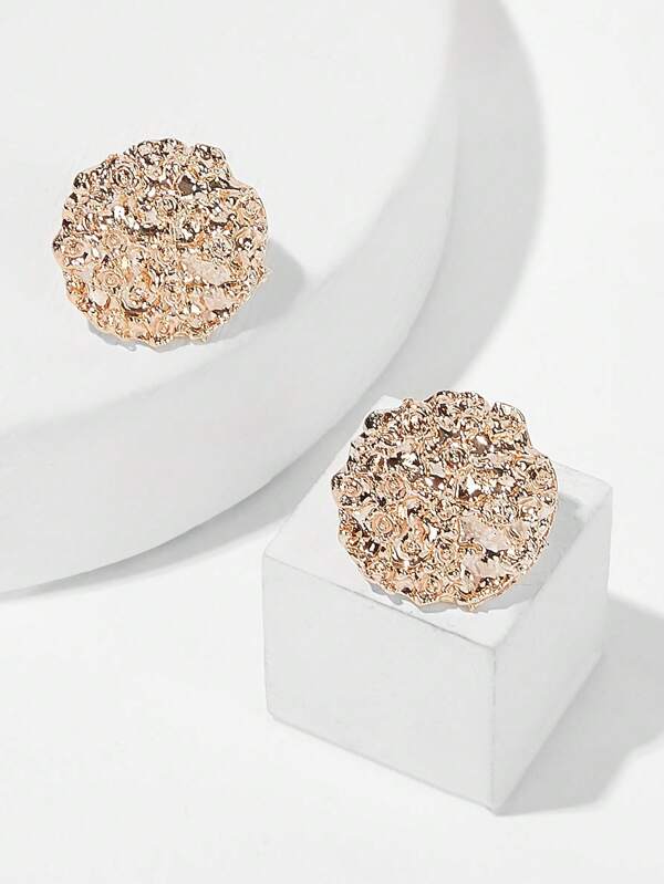 1 Pair Asymmetrical Gold Earrings, Casual & Vacation Style For Women