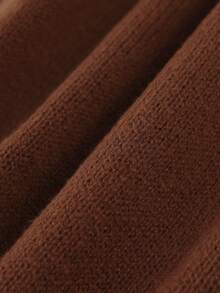 1pc Boy & Boys' Simple Solid Color Comfortable Casual Versatile Personalized Partially Thick Warm Cardigan Sweater, Suitable For Autumn/Winter - Brown - View 7