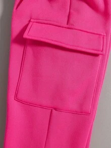 Toddler Cherry Print Warm Crew Neck Sweatshirt And Pants Set - Pink - View 6