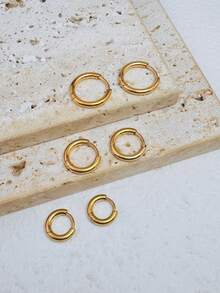 1Pair Stainless Steel Huggie Hoop Earrings Set For Women Tiny Thin Cartilage Conch Hoop Earrings For Men 14K Gold Plated Small Earrings 6/8/10/12/14/16/18mm - Gold-1 - View 6