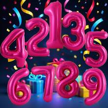 40 Inch Magenta Color Number Balloons, Large Foil Polyester Balloons For Birthday Party Decorations, Suitable For Birthday Theme Parties And Events, Anniversary Celebrations, Graduation Ceremonies, Valentine's Day, Baby Showers, Home Decor Room Background Decorations - Hot Pink - View 8