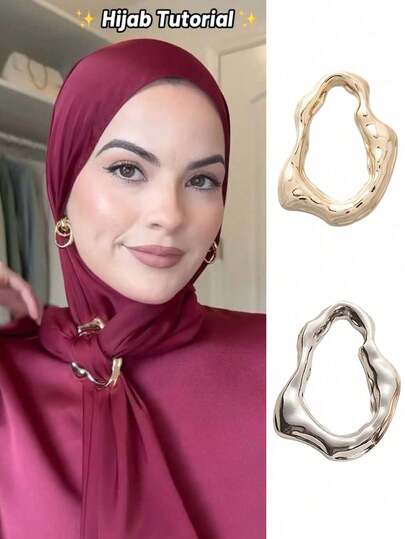 1个金属不对称丝巾夹，多功能时尚配饰头巾夹，适用于连衣裙