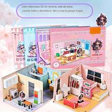 Rompecabezas de cartón de personalidad creativa, habitación de casa de muñecas 3D, sala de rompecabezas de papel, juego de simulación, casa de muñecas de papel.Escenario de producto: entrega aleatoria - Multicolor - Ver 6