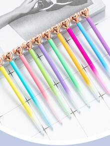 6支/10支/12支金色心形圆珠笔，黑色墨水 - 可爱创意精致书写工具，适用于学校用品、婚礼签名和礼品包装、校园系列返校笔，学生返校必备礼物