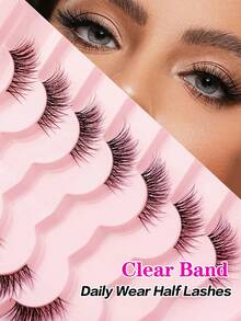 Waloshow 7 对半眼仿貂皮睫毛透明带状猫眼睫毛化妆半睫毛 - 眼尾拉長款 - 查看 10