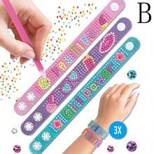 2/3pcs Creative DIY Diamond Painting Bracelets, Dotted Diamond Wristbands, Children EVA Handmade Diamond Stickers, Handmade DIY Snap Bracelets, Educational Toy Set, Perfect Gift For Girls - Gift, Christmas Gift, Holiday/Birthday Gift, Gift, Toy - Multicolor - View 6
