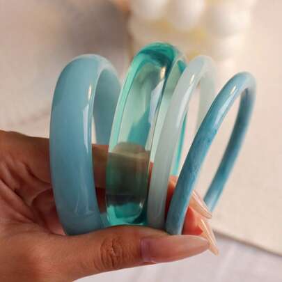 Bộ 4 vòng tay cổ điển thanh lịch, thiết kế đơn giản thời trang, phù hợp để đeo hàng ngày, trang sức thời trang nữ, acrylic, không mạ điện, không khảm, phù hợp cho các dịp hàng ngày và tiệc tùng quanh năm