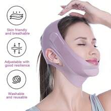 1pc/Pair Double Face Lifting Strap, Beauty Double Chin Face Contour Lifting Tool, Elastic & Breathable - Purple - View 3