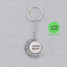 1pc Customized Photo Keychain With Luminous Glass Dome Crescent Pendant Keyring Personalized Image Keychain Creative Commemorative Jewelry Gift Bag Charm Backpack Decor Keychain For Bag Car Accessories For Women - Multicolor - View 8
