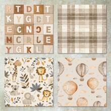 36 Blatt 15cm (süße Tiere Regenbogen brauner Hintergrund) Scrapbooking Papier, geeignet für Bullet Journal, Scrapbooking, Kartenherstellung und Bastelarbeiten, für Schulmaterial, Schulanfang