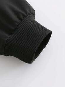 Tween Boy 圆领滑板字母印花黑灰撞色肩部长袖卡通印花T恤秋冬新款男童