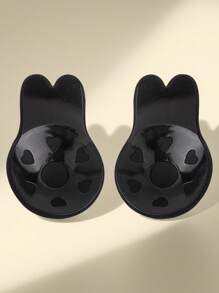 2pcs Reusable Rabbit Ear Silicone Nipple Covers, Breast Lift Tape, Invisible Bra, Self-Adhesive, Suitable For Sports, Lift