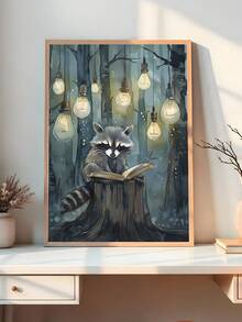 1幅复古狐狸印花，狐狸墙饰，暗黑田园风装饰，森林动物，狐狸装饰，狐狸艺术，暗黑学院风，动物印花，书虫礼物，浣熊印花，森林主题婴儿房装饰，森林动物，浣熊艺术自然印花森林印花，动物墙饰，卧室装饰，客厅装饰 - 彩色 - 查看 7