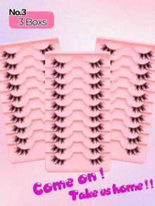 30 Pairs Cat Eye Lashes Tray - Wispy Fluffy Cluster Lashes & Natural Half Accent End Corner Lashes, Clear Invisible Band, Reusable 3D Lightweight Lashes Pack For Daily Wear & Special Occasion, Shop Back To School - 粉色 - 查看 3