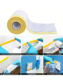 Cubierta desechable multiusos con cinta adhesiva - Protección resistente al agua para muebles durante la renovación y la limpieza - Película de PE transparente inodora para escuela, oficina, hogar, viaje, bolsa, organizador, almacenamiento