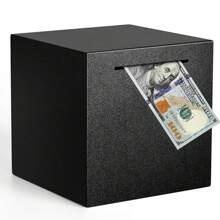 1个黑色不锈钢小猪存钱罐 - 安全预算和储蓄方案，防篡改设计 - 成人办公收纳用品 - 黑色 - 查看 13