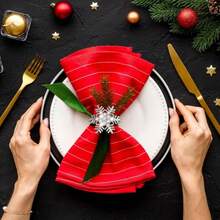 6/8/10pcs Set Elegant Gold & Silver Snowflake Napkin Rings With Sparkling Rhinestones - Durable Cast Iron Polished, Multipurpose Holiday & Everyday Table Decor For Christmas, Wedding, Birthday, Thanksgiving, Halloween, Father's Day, Mother's Day, Exquisite Craftsmanship, Party Decorations, Special Occasion Tableware