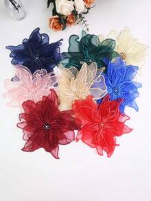 3D 刺绣蕾丝贴花，带水钻，23 厘米宽，DIY 新娘礼服配饰 - 淺粉色 - 查看 4