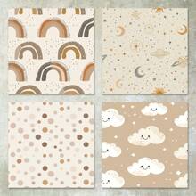 36 Blatt 15cm (süße Tiere Regenbogen brauner Hintergrund) Scrapbooking Papier, geeignet für Bullet Journal, Scrapbooking, Kartenherstellung und Bastelarbeiten, für Schulmaterial, Schulanfang