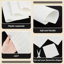 2 piezas/4 piezas/6 piezas Hojas de malla de plástico transparente de 14 ct para bordado y punto de cruz - Tela de artesanía con patrón de cuadrícula de 27,94x20,98 cm para manualidades DIY, tejido, bolsas y suministros de punto de cruz | Patrón de cuadrícula uniforme | Material de artesanía transparente | Libertad de diseño y corte - Blanco transparente - Ver 3