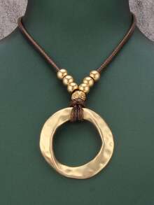 1 chiếc vòng cổ kim loại xoắn tròn vàng tối giản, vòng cổ xích phóng đại thời trang dành cho cả nam và nữ, thích hợp làm quà tặng cho bạn trai/bạn gái - Ngắn - Xem 19