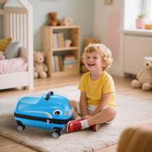 WWUIUIWW 20 Inch Cartoon Car Design Hard Shell Luggage Compartment - ABS+PC Shell, Universal Wheels And Iron Aluminum Pull Rod, 88.18 Pound Load-Bearing, Children's Travel Equipment - Blue - View 6