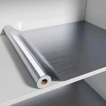 Silver Metallic Texture PVC Wallpaper, Waterproof And Oil-Proof Kitchen Wall Paper For Stove, Refrigerator, And Appliances - Silver - View 2