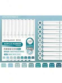 Languo 9支装丙烯颜料马克笔套装,720色可混色软头,适用于绘画、DIY手工、学校美术用品、绘画课程、返校季 - 彩色 - 查看 24
