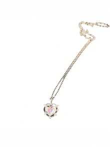 1pc Ombre Heart Necklace For Women, Colorful Dreamy Necklace With Shiny Decorative Collarbone Chain, Fashionable