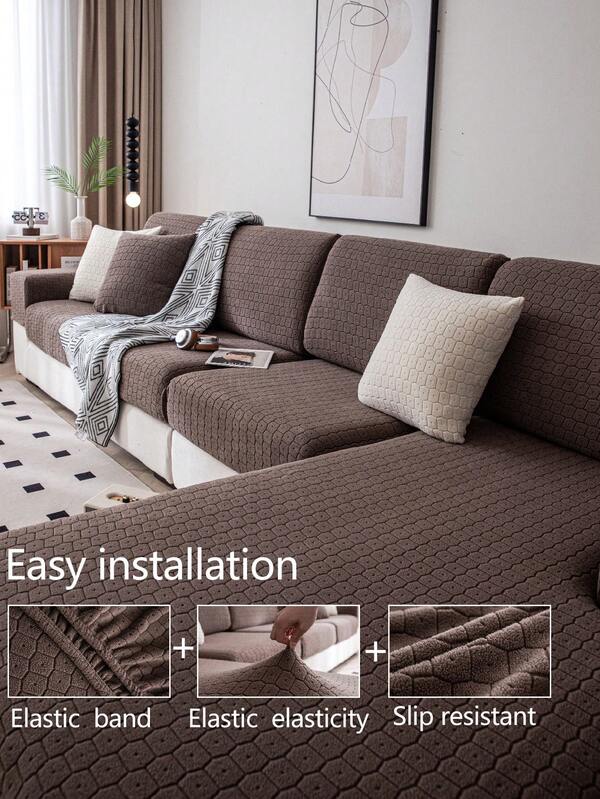 1pc Stretch Sofa Cover, Non-Slip Full Coverage Sofa Seat Cover, All Season Universal Sofa Cushion Cover, Fabric Thickened Sofa Blanket, Machine Washable, Dust-Proof, Pet-Friendly, Protective Cover, Adjustable For Corner Sofa, Suitable For Bedroom, Office, Living Room, L-Shaped Sofa, 1/2/3/4 Seater