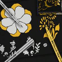 2pcs Gold & Silver Permanent Metallic Color Highlighter Pens, Soft Tip Paint Pens For Calligraphy, Greeting Cards, Painting, DIY Crafts, Resin Art, Back To School