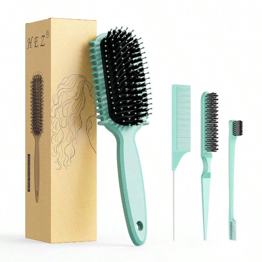 DCurl Defining Brush Curly Hair Brush Slick Back Hair Brush For Combing And Shaping Curls In All Hairstyles To Reduce Pulling Green 5001 - màu xanh lá - Xem 1