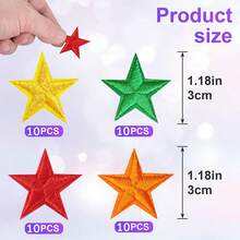 10/20/30/50/80 件五角星刺绣熨烫补丁缝纫/熨烫贴花补丁布艺配饰适用于服装、夹克、帽子、书籍、包包 - DIY 刺绣布贴，男女皆宜 - 黑色 - 查看 2