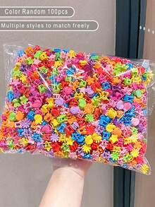 50/100 piezas Pinzas de pelo mini para niñas, surtido de pinzas de pelo de resina lindas y de moda, de unicolor y con patrón geométrico, accesorios de peinado casual diario, colores de caramelo, adecuados para trenzar y peinar, decoración de vuelta al colegio, regalos de cumpleaños y festividades