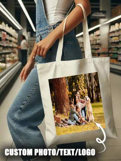 Bolsa de lona personalizada com estampa gráfica, bolsa de ombro reutilizável e moderna, unissex, ideal para escola, multiuso, grande capacidade, versátil, multifuncional, colorida, fofa, adorável, moderna, divertida, kawaii, estilo anos 2000, minimalista, para o dia a dia, casual de negócios, básica, personalizada, ideal para presentear a família, amigos e namorada, perfeita para viagens.