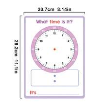 10pcs A4 Time Cognition Learning Writing Children's Clock Practice Sheets, Double-Sided Printing, Reusable - Multicolor - View 5