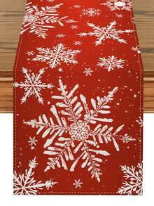1 pezzo Runner da tavola in lino con decorazioni a fiocchi di neve per decorazioni natalizie e invernali, adatto per tavolo da cucina e da pranzo, copritavola natalizio per feste a casa, decorazioni natalizie per casa 2025 Nuovo Anno 2026, 13x72 pollici